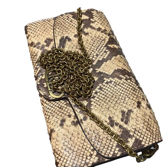 Lauren Ralph Lauren Snakeskin Animal Print Adair Crossbody Compact Wallet Luxury - Picture 11 of 15